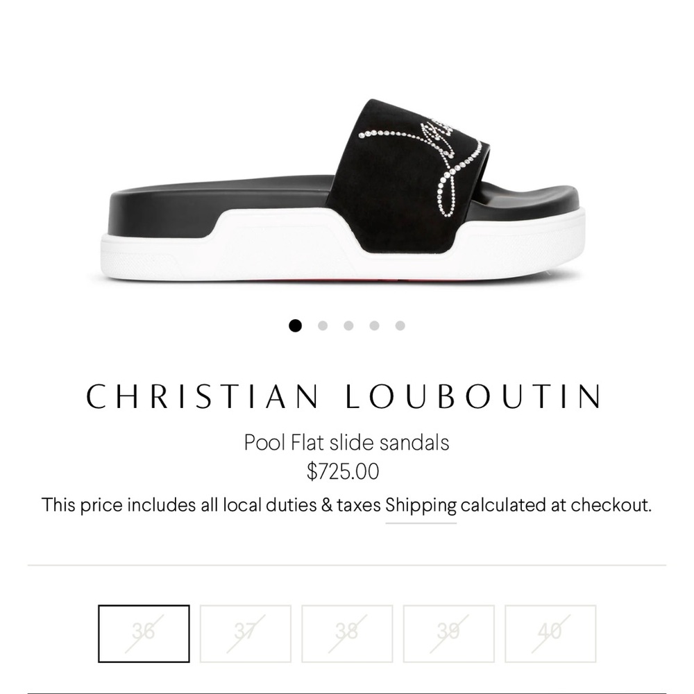 Christian Louboutin Black and White Slide Sandals